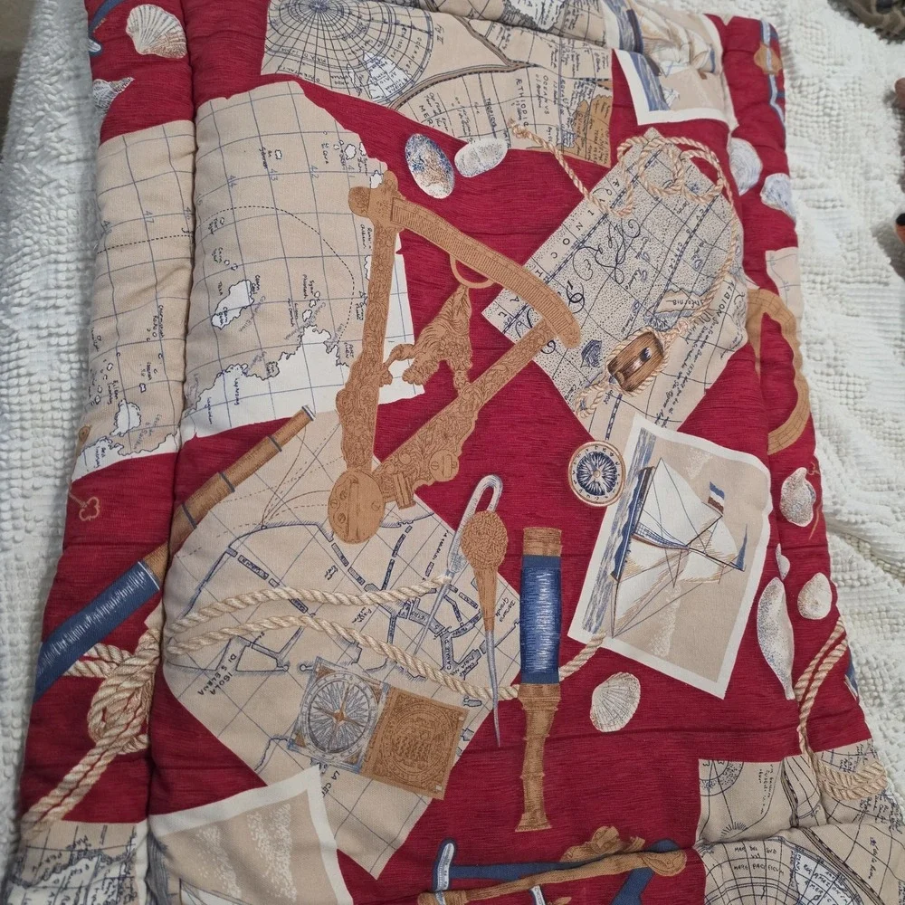 Vintage This End Up Nautical Pillow Shams Ships Maps Coastal ONLY ONE
